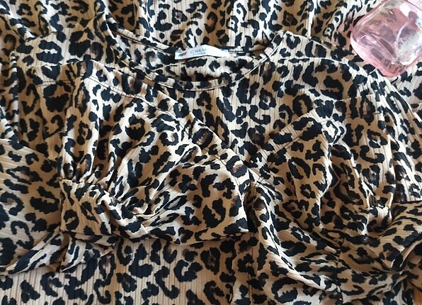 Mini leopar desenli elbise