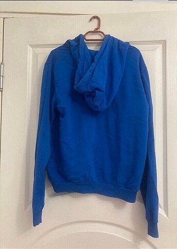 Diğer Parlak Mavi Fermuarlı Kapüşonlu Sweatshirt
