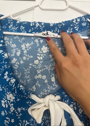 AdL marka mavi çiçek desenli elbise - Görsel 2