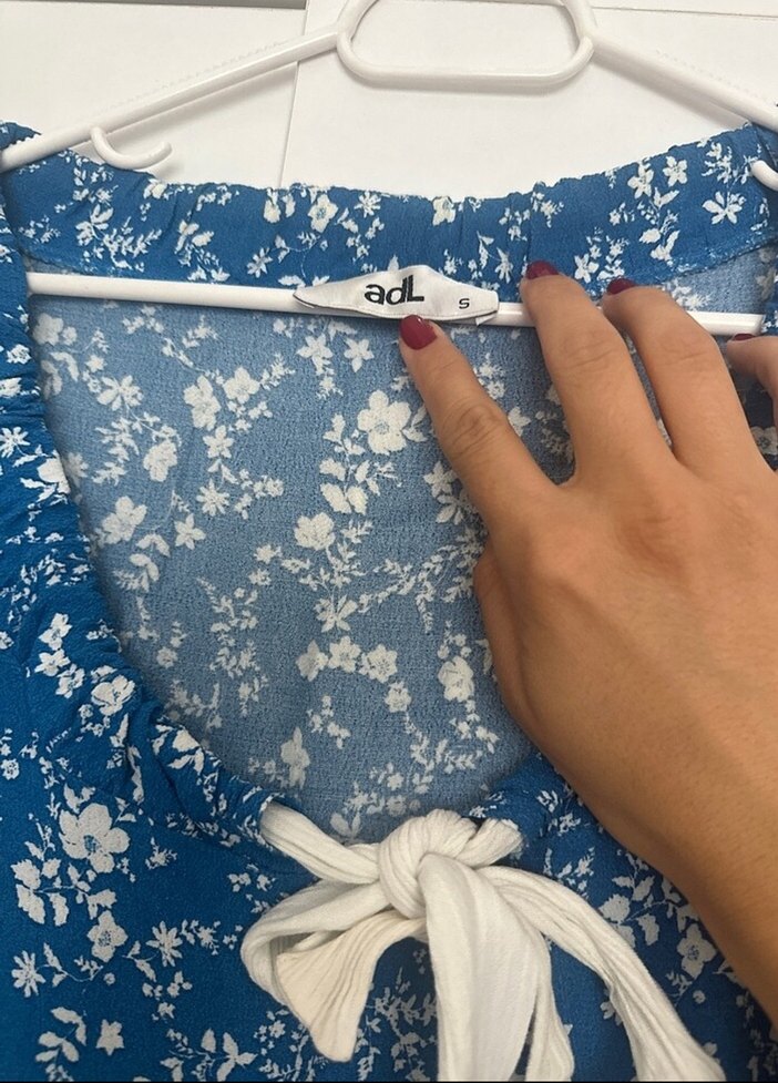 AdL marka mavi çiçek desenli elbise - Görsel 2