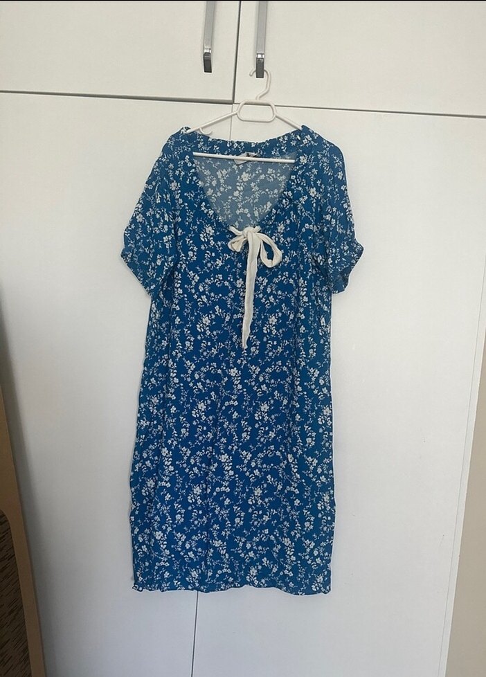 AdL marka mavi çiçek desenli elbise - Görsel 3