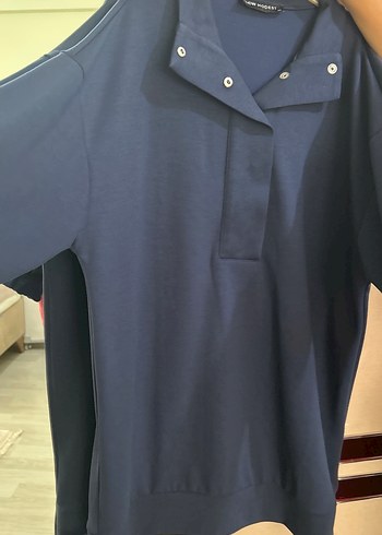 Düğmeli Yaka Detaylı Mavi Hamile Gömleği - Görsel 2