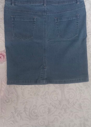 42 Beden Sokak Stili Gri Denim Midi Etek