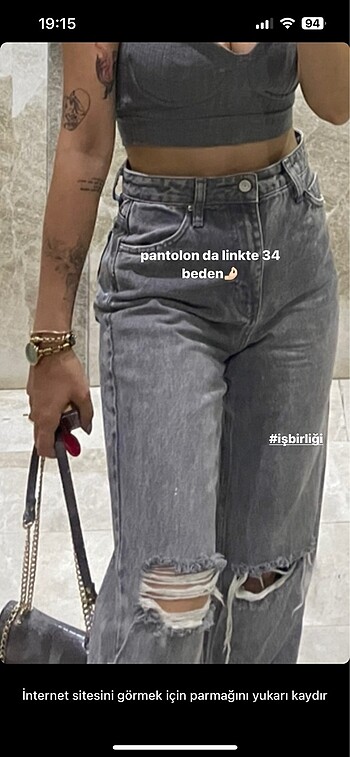34 Beden Trendyolmilla gri pantolon