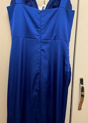 Lacivert Drapeli Uzun Abiye Elbise - Görsel 4