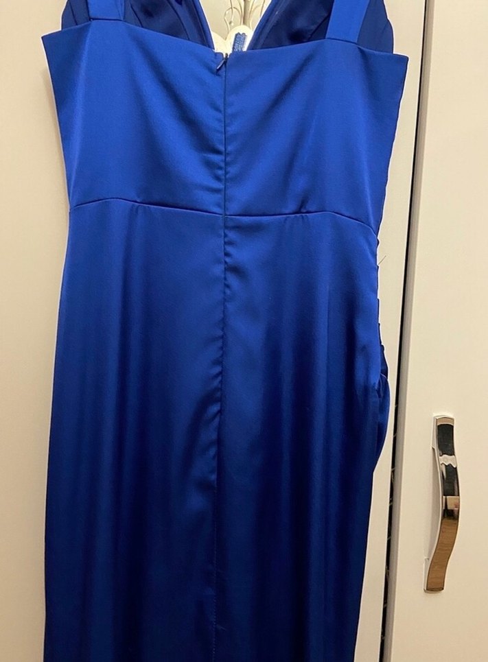 Lacivert Drapeli Uzun Abiye Elbise - Görsel 4