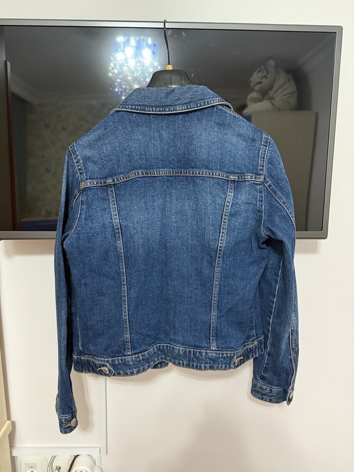 Kadın Lacivert Denim Ceket Düğmeli - Görsel 2