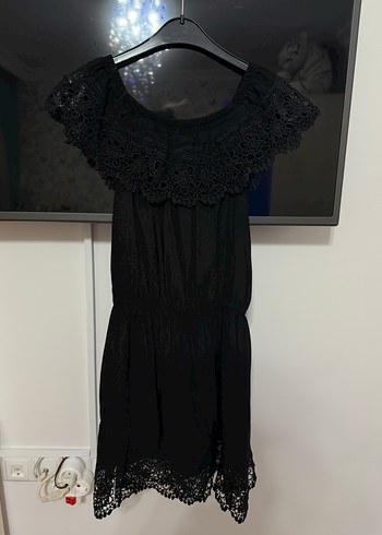 Siyah Straplez  Midi Elbise - Görsel 2