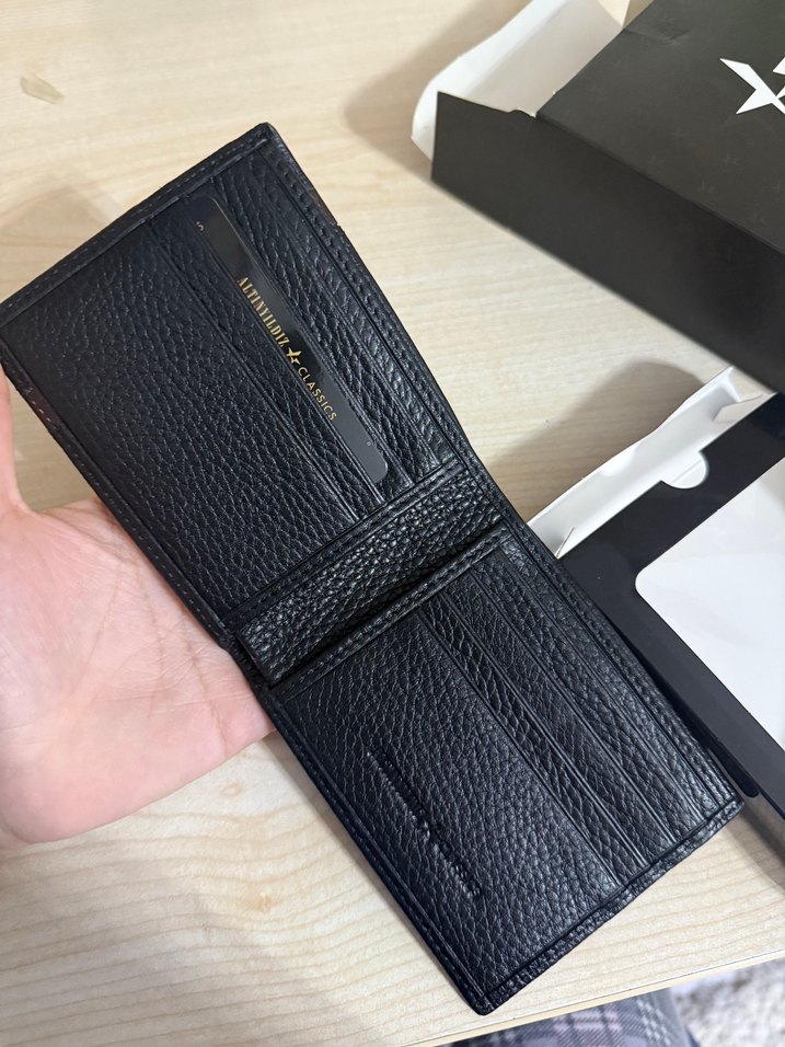 Siyah Deri Altınyıldız Erkek Cüzdan - Görsel 2