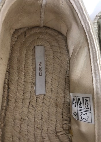 Altın Deri Dolgu Topuk Espadril yargıcı - Görsel 2