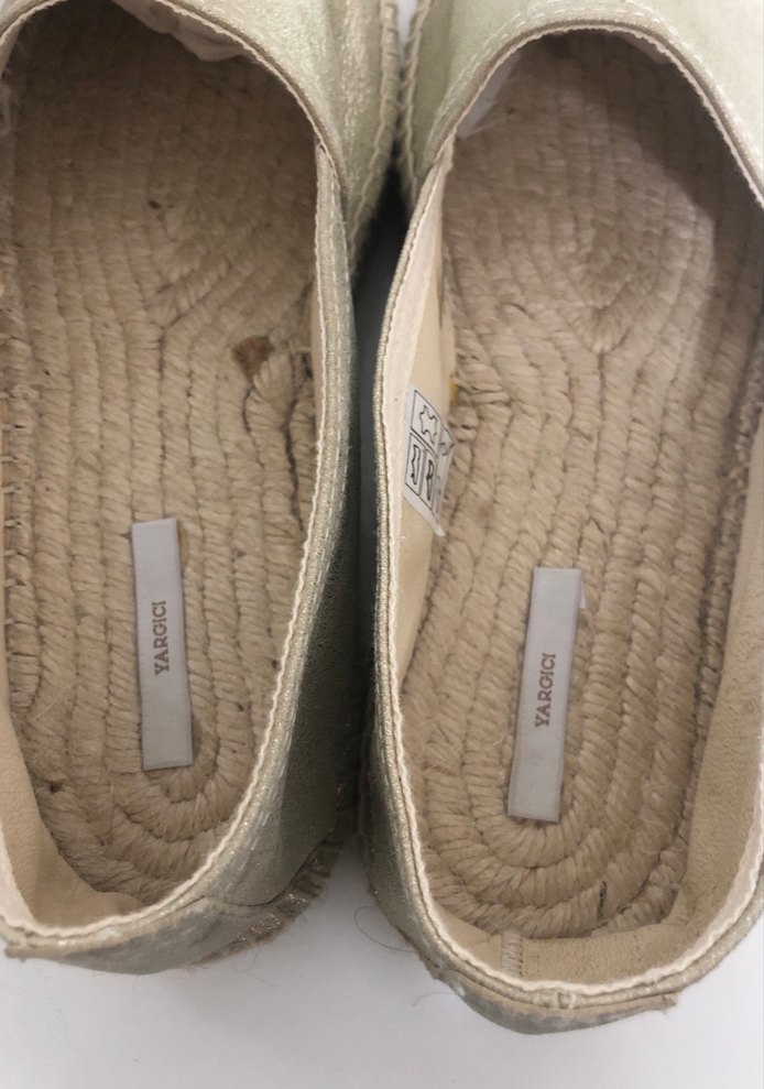 Altın Deri Dolgu Topuk Espadril yargıcı - Görsel 3