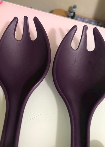 Mor Plastik Salata Maşası 2'li Set tupperware - Görsel 2