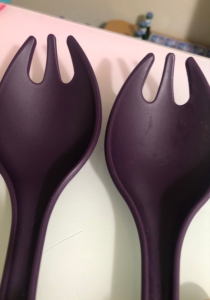 Mor Plastik Salata Maşası 2'li Set tupperware - Görsel 2