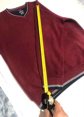 Bordo V Yaka Erkek Triko Kazak - Görsel 7