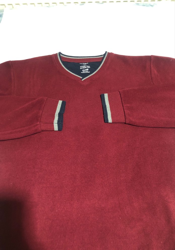 Bordo V Yaka Erkek Triko Kazak - Görsel 5