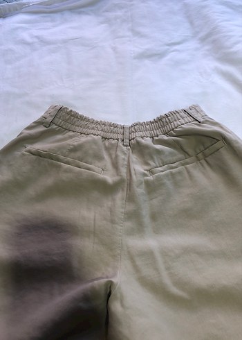 Bej Keten Erkek Pantolon Midi Boy Rahat Kesim - Görsel 9