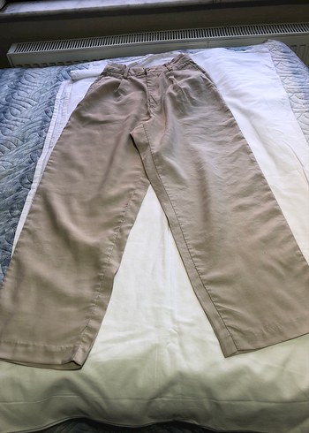 Bej Keten Erkek Pantolon Midi Boy Rahat Kesim - Görsel 2