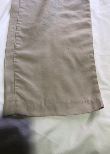 Bej Keten Erkek Pantolon Midi Boy Rahat Kesim - Görsel 3