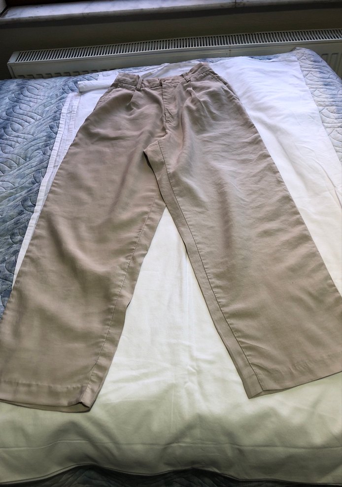 Bej Keten Erkek Pantolon Midi Boy Rahat Kesim - Görsel 2