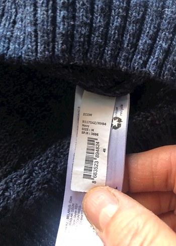 Gri lacivert Erkek Örgü Kazak - Görsel 6