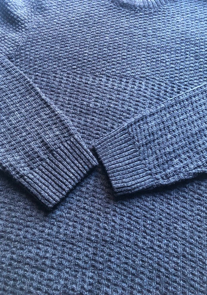 Gri lacivert Erkek Örgü Kazak - Görsel 3