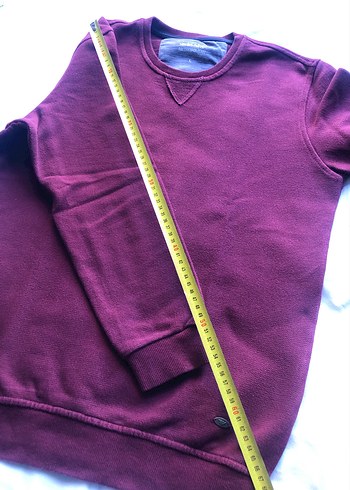 Bordo Erkek Sweatshirt, Bisiklet Yaka, Rahat Kesim - Görsel 5
