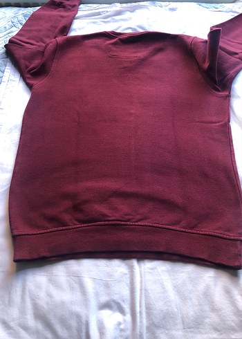 Bordo Erkek Sweatshirt, Bisiklet Yaka, Rahat Kesim - Görsel 6
