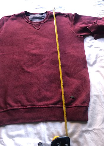 Bordo Erkek Sweatshirt, Bisiklet Yaka, Rahat Kesim - Görsel 4