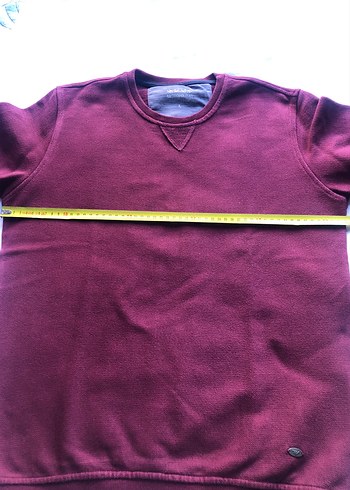 Bordo Erkek Sweatshirt, Bisiklet Yaka, Rahat Kesim - Görsel 3