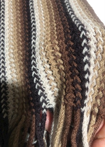 Kahverengi Ponponlu Örgü Kadın Bere ve atkı - Görsel 5