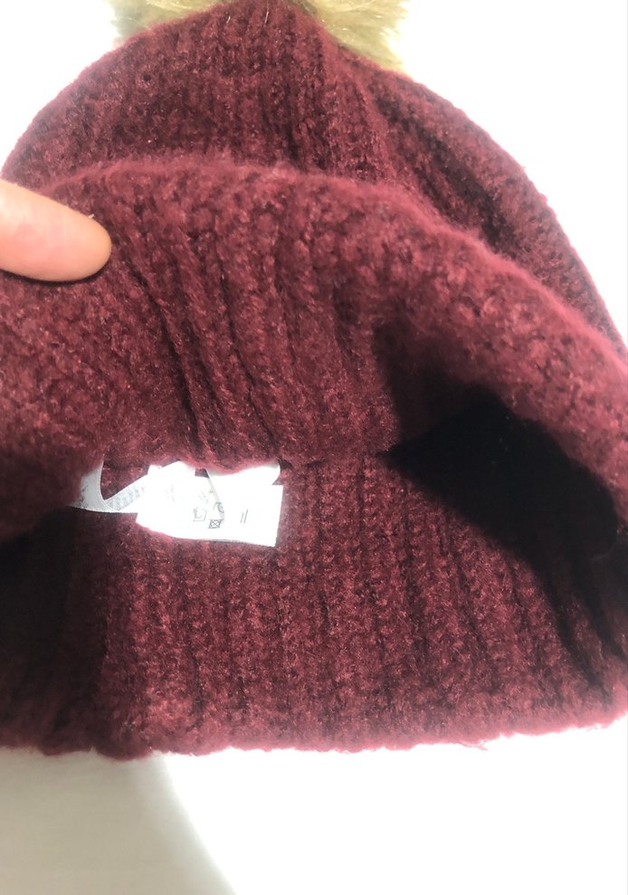 Bordo Kürklü Kadın Bere Mavi marka - Görsel 2