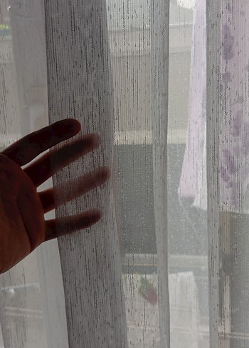 Bohem Tarzı Beyaz Gri Tül Perde - Görsel 7