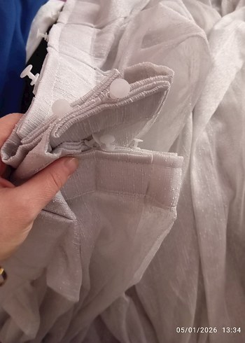 Bohem Tarzı Beyaz Gri Tül Perde - Görsel 2