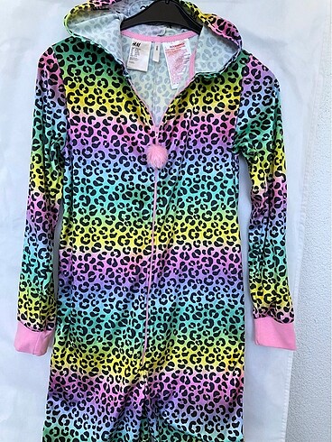 H&M 8-10 yaş çok renkli leopar kedi kostümü