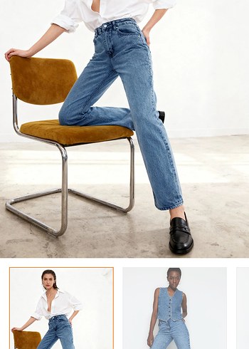 Kadın Mavi Kemerli Regular Fit Denim Pantolon - Görsel 4