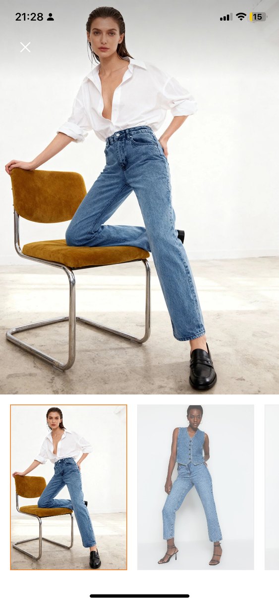 Kadın Mavi Kemerli Regular Fit Denim Pantolon - Görsel 4