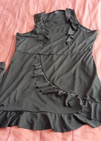 Siyah V Yaka Salaş Uzun Elbise - Görsel 2