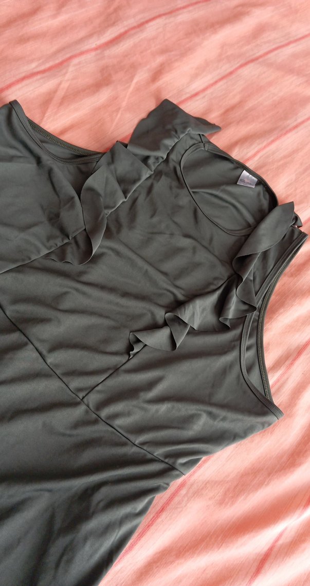 Siyah V Yaka Salaş Uzun Elbise - Görsel 4