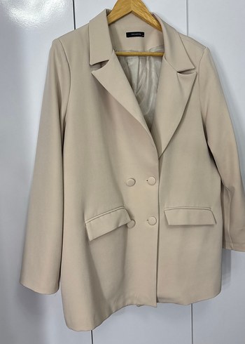 Bej Düğmeli Kadın Blazer Ceket - Görsel 2