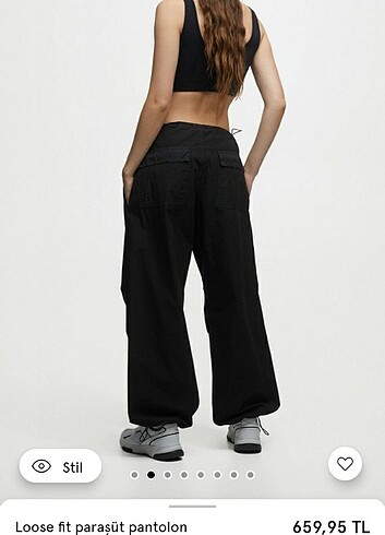 Zara Siyah paraşüt pantolon