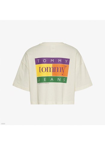 38 Beden ten rengi Renk Bej Kadın Crop Tişört Tommy
