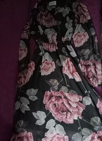 Zara Gül motifli şifon elbise