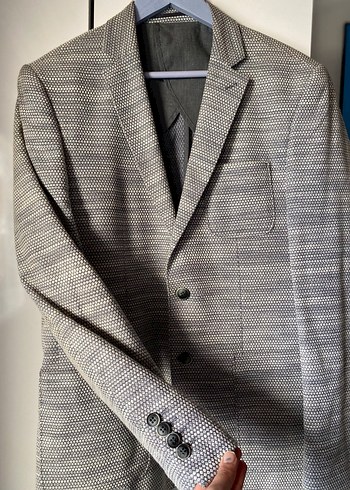 Gri Erkek Düğmeli Ofis Takım Elbise Ceketi - Görsel 5