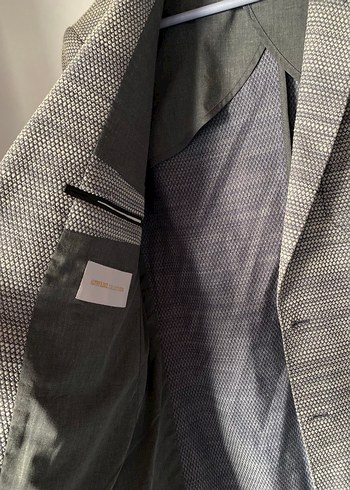Gri Erkek Düğmeli Ofis Takım Elbise Ceketi - Görsel 2