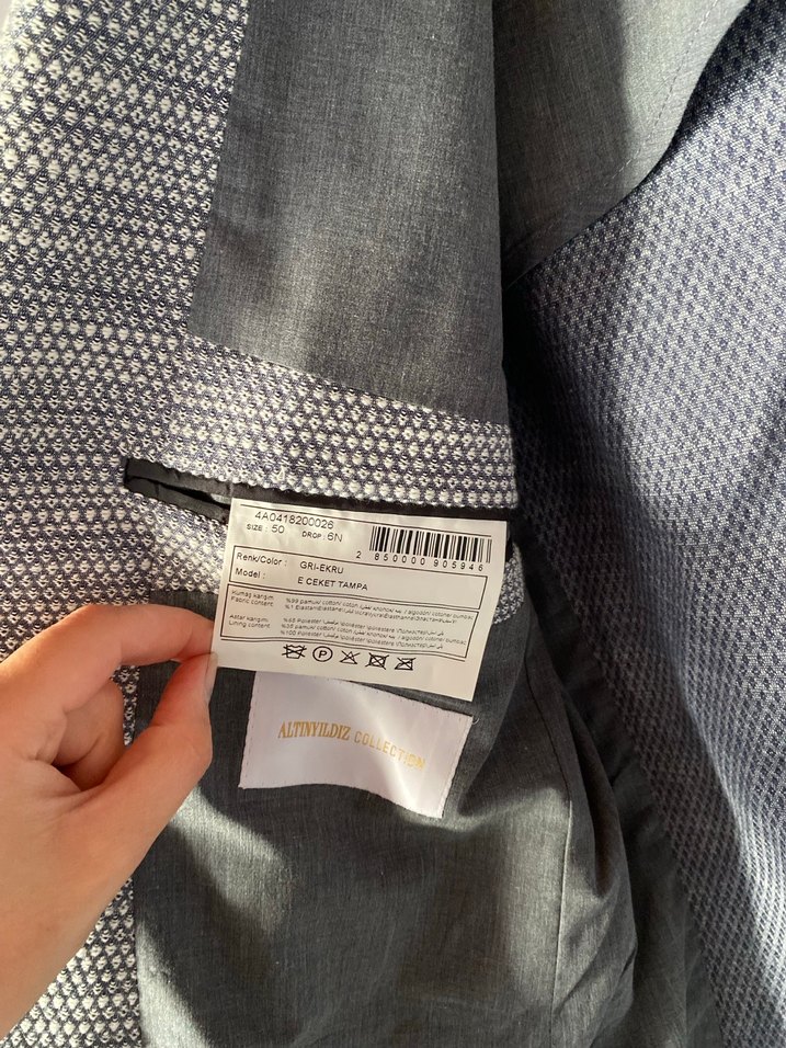 Gri Erkek Düğmeli Ofis Takım Elbise Ceketi - Görsel 3