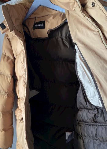 Kadın Bej Suni Kürklü Midi Kışlık Mont - Görsel 4