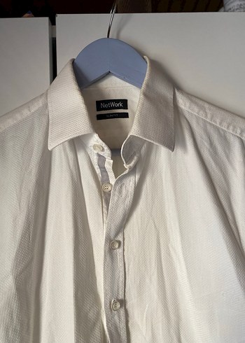 Düğmeli Beyaz Keten Erkek Gömlek - Görsel 2