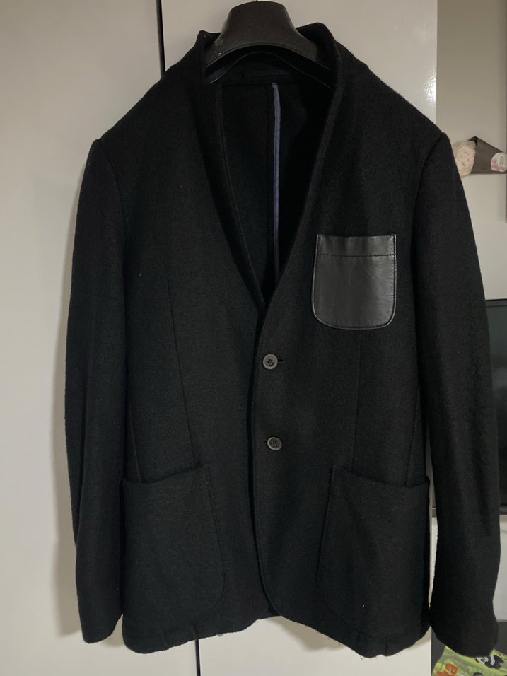 Düğmeli Siyah Erkek Deri Ceket - Görsel 2