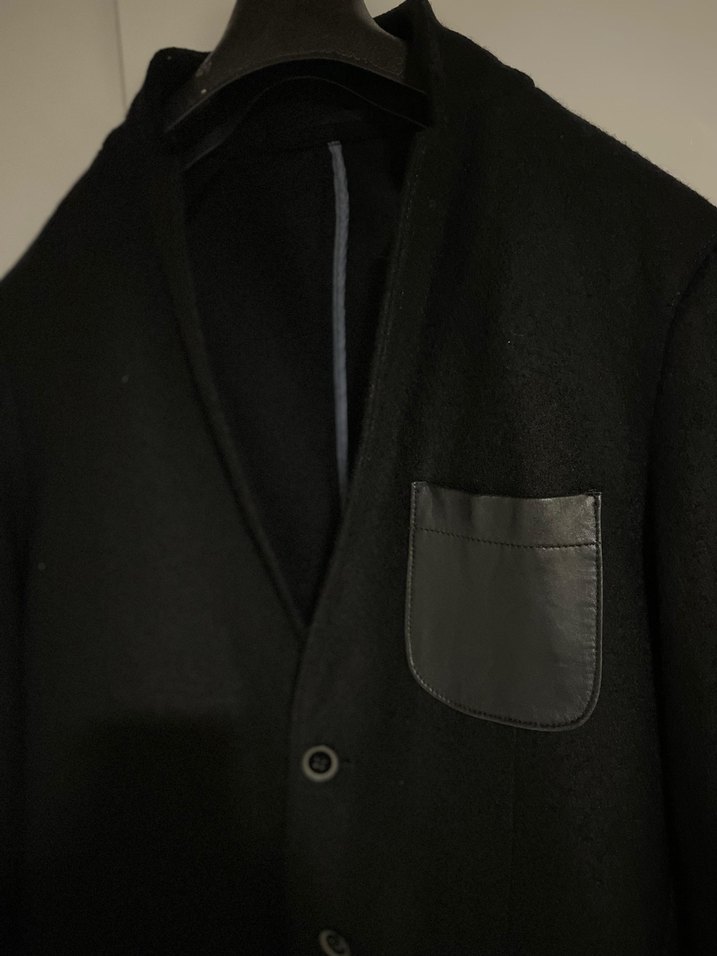 Düğmeli Siyah Erkek Deri Ceket - Görsel 5