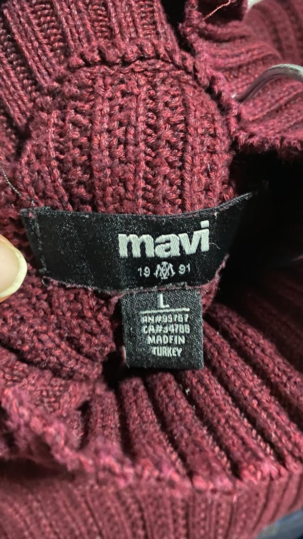 Bordo Boğazlı Örgü Erkek Kazak - Görsel 4